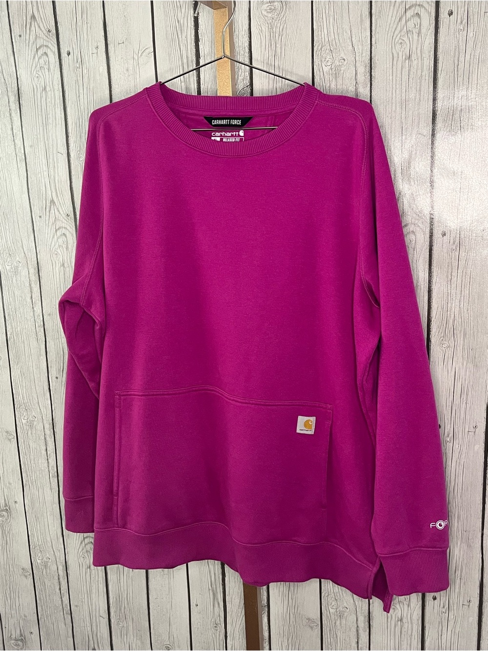 Carhartt Force Womens Relaxed Fit Lightweight Sweatshirt pink Magenta Crewneck